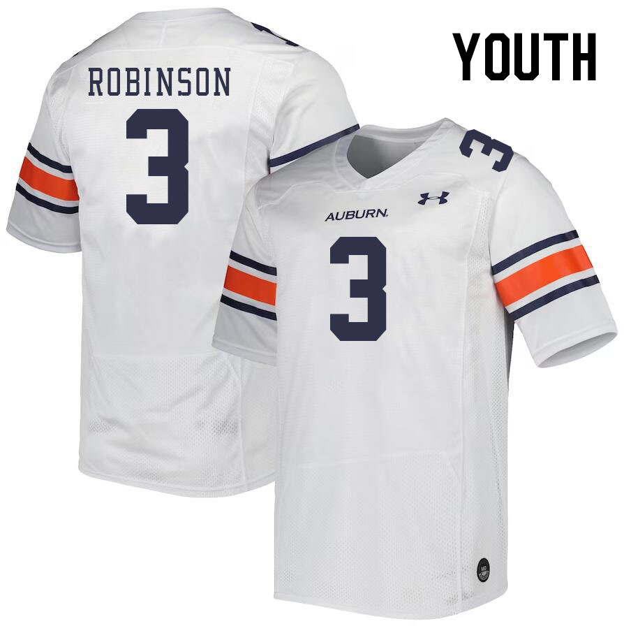 Youth #3 Laquan Robinson Auburn Tigers College Football Jerseys Stitched-White